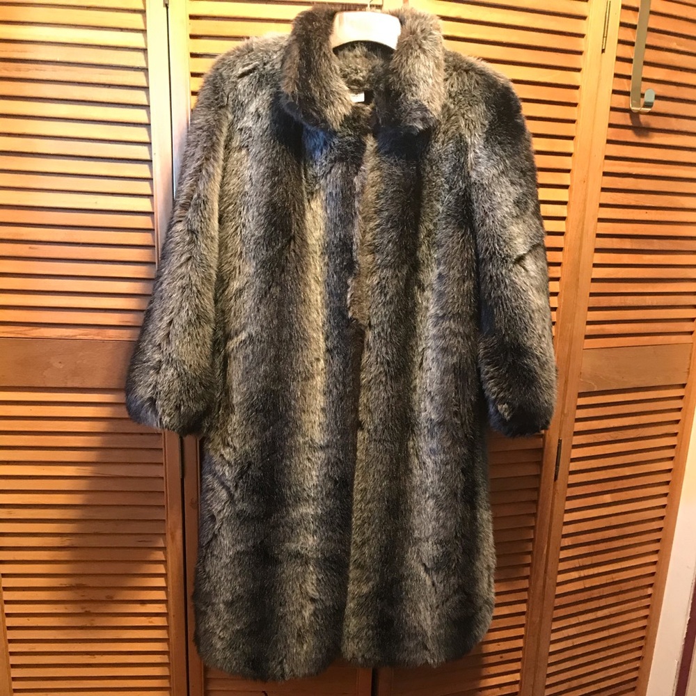 Lou Nierenberg Brown/Grey Faux Fur Coat